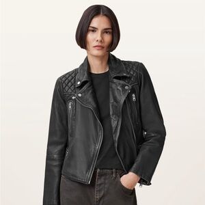 All Saints Black Quilted Leather Jacket